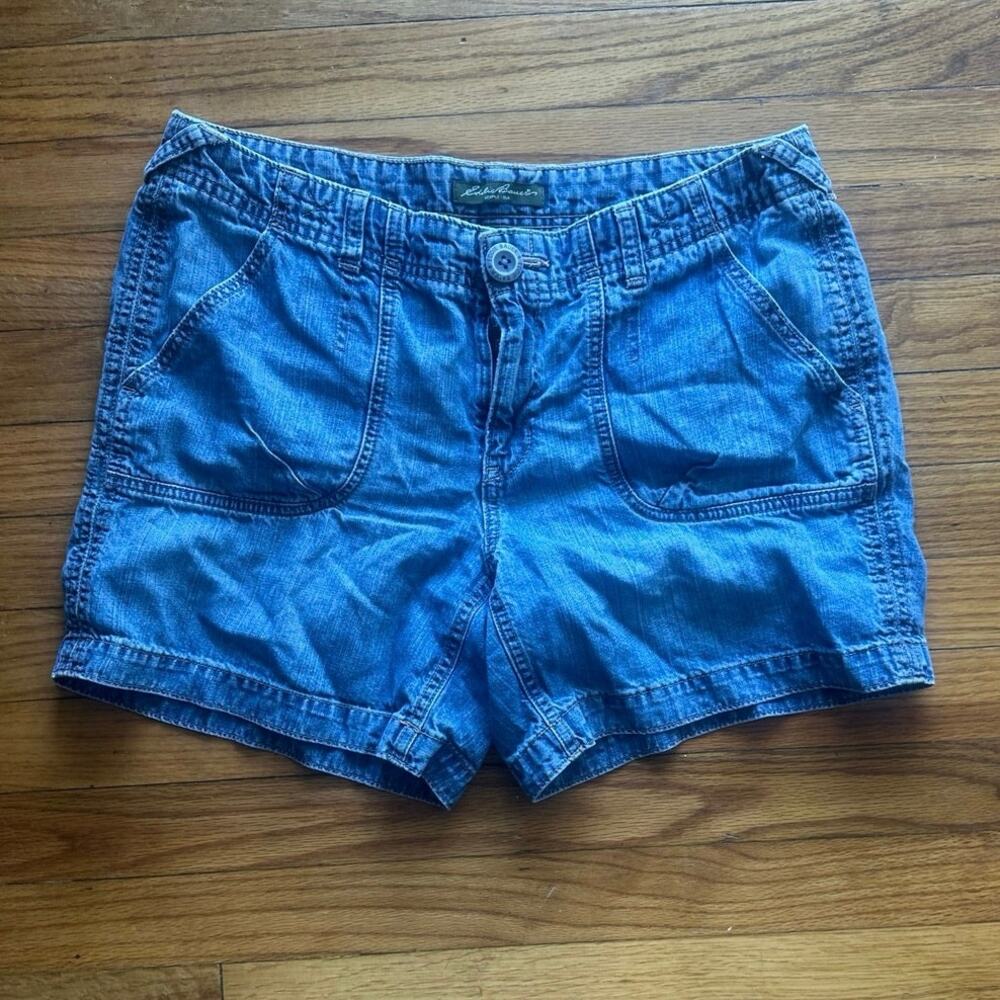 Eddie Bauer Denim Jean Shorts 8 Classic Five Pocket Casual Summer Style